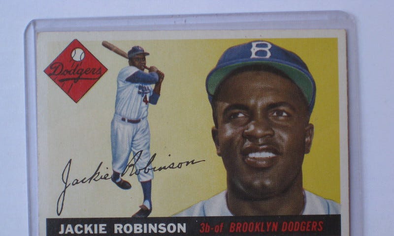A Jackie Robinson 1955 Topps baseball card