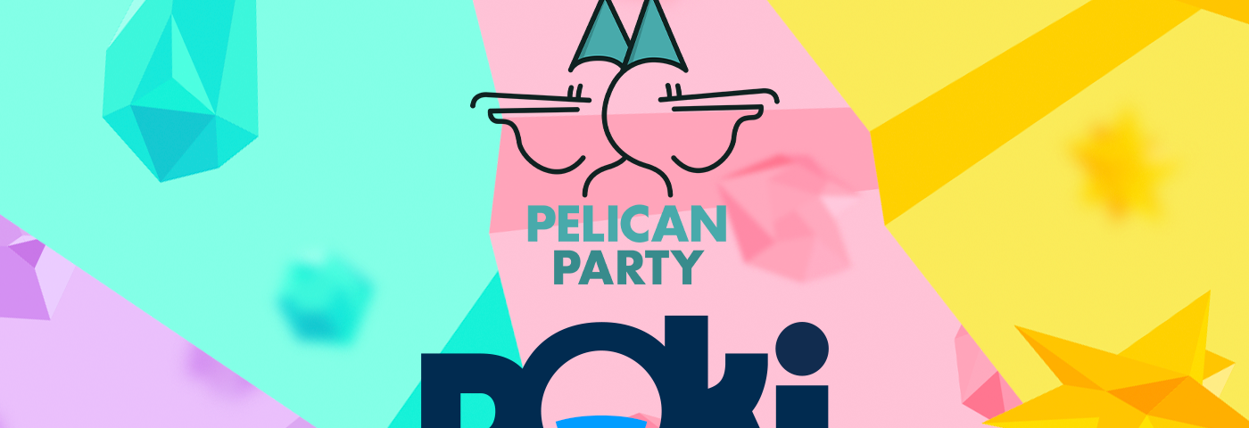 Image of the Pelican Party and Poki logo together
