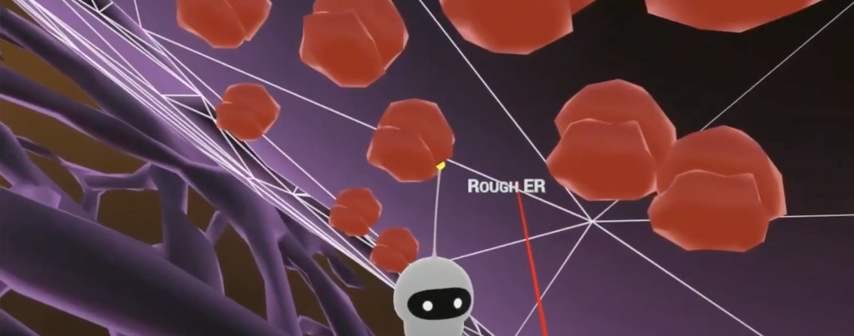 A robot navigates a cell