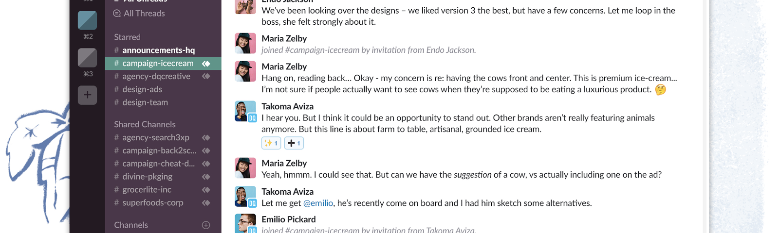 Example of Slack enterprise team chat