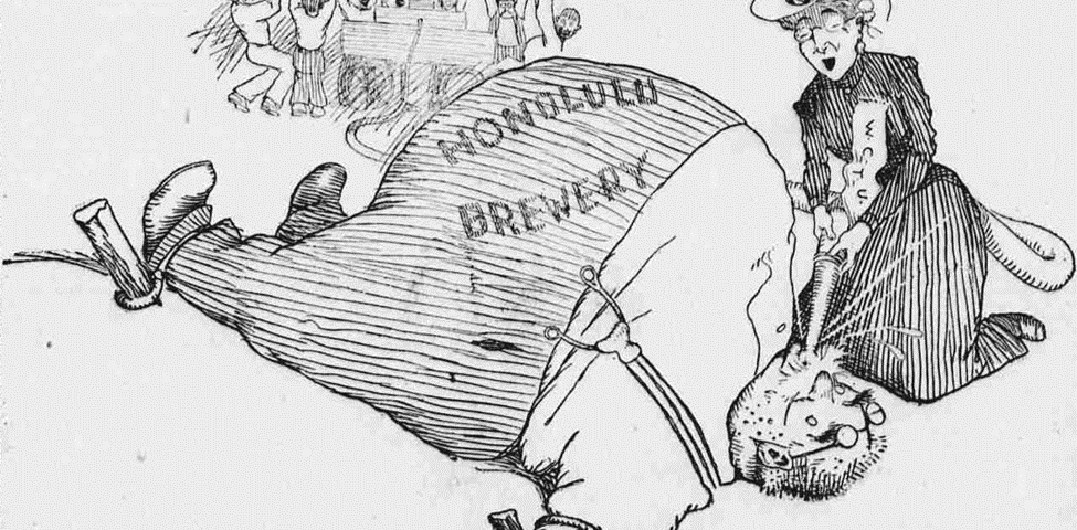 File:Woman’s Christian Temperance Union Cartoon.jpg, From Wikimedia Commons, the free media repository, Description English: The Hawaiian Gazette’s political cartoons humorously illustrated local issues. This illustration makes fun of the Anti-Saloon League and the Women’s Christian Temperance Union’s campaign against the producers and sellers of beers in Hawaii, Author Rea Irvin, May 23, 1902, his work is in the public domain in the United States because it was published (or registered with the