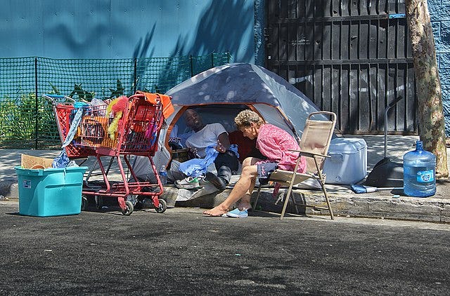 Skid Row Campers in downtown Los Angeles