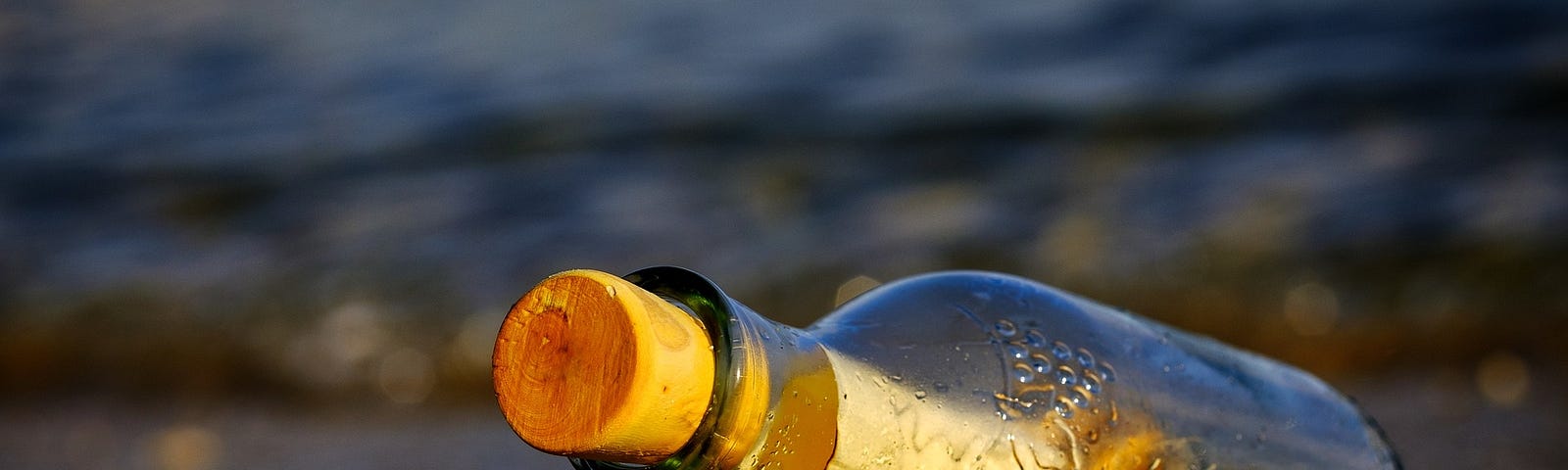 A message in a bottle washed up on a beach