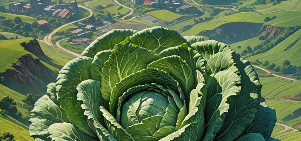 Large cabbage in field