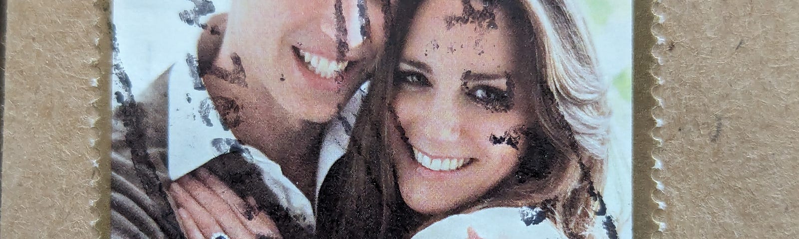 A stamp of Prince William and Princess Kate in 2011