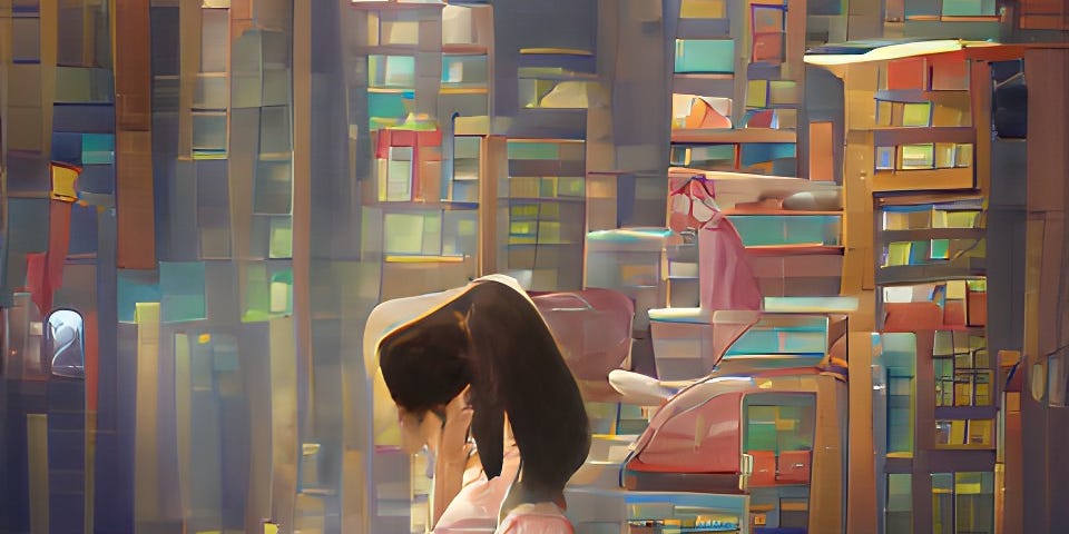 Abstract image of a girl reading