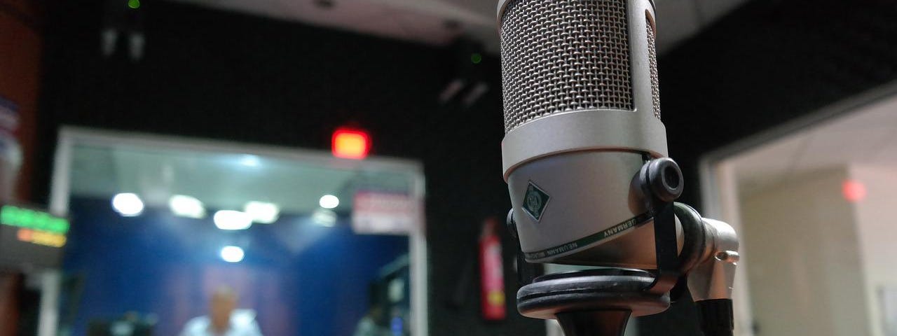 Radio Studio Featuring a Microphone