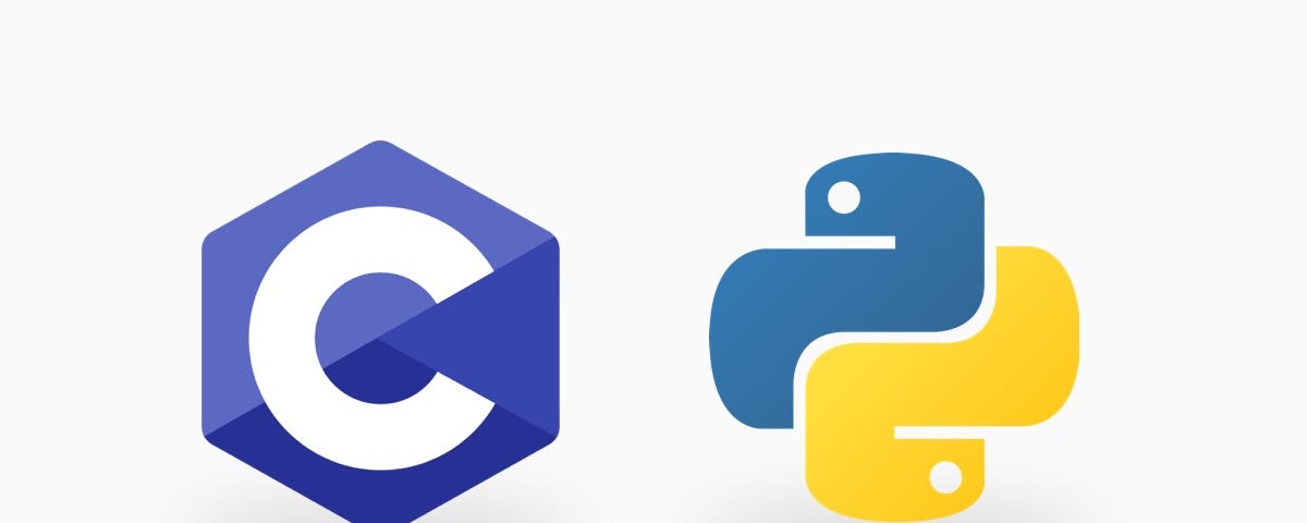 C and Python programming language logos side by side.