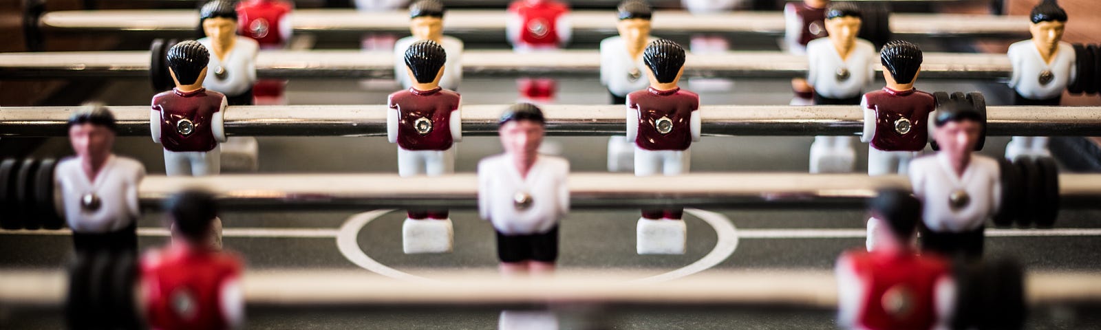 close up of foosball table