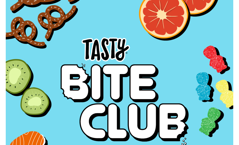 Graphic of Bite Club with candy icons around the edge.