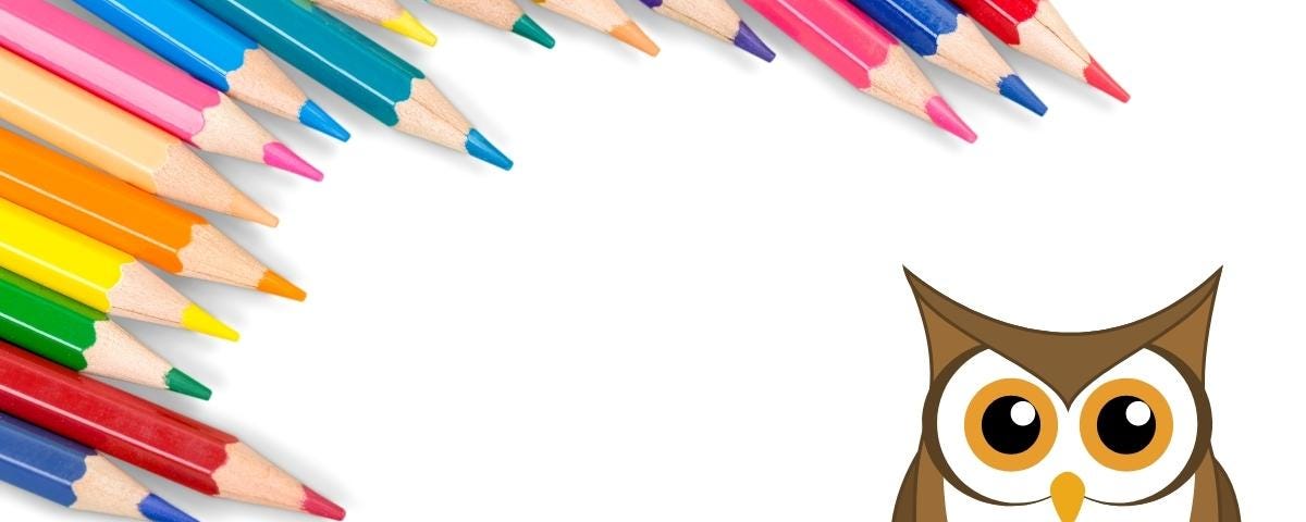 Colored pencils after illustrating an owl