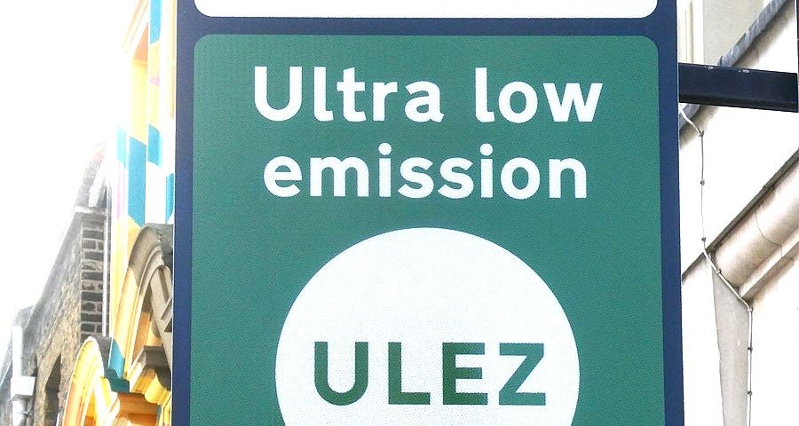 IMAGE: An Ultra Low Emisions Zone (ULEZ) sign in London