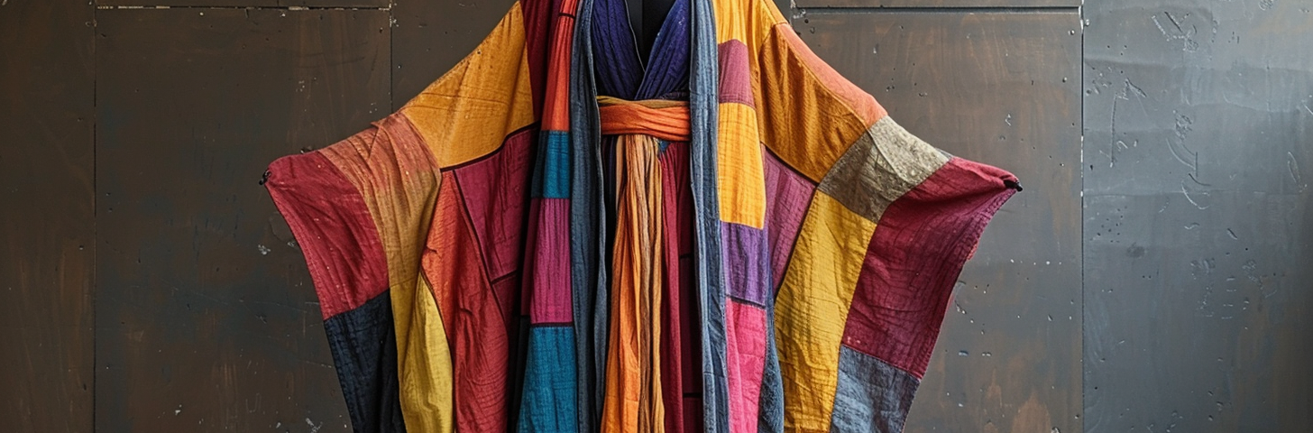 Multi-colored silk robe.