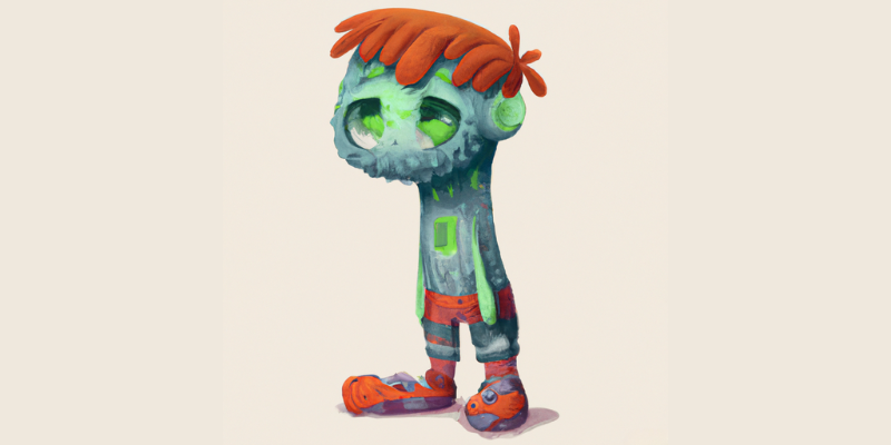 Digital image of a cartoon zombie with orange hair — Zombie SEO Titles