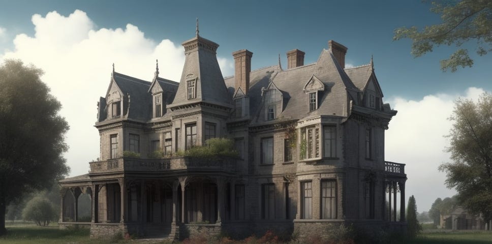 An old mansion stands on the outskirts of town