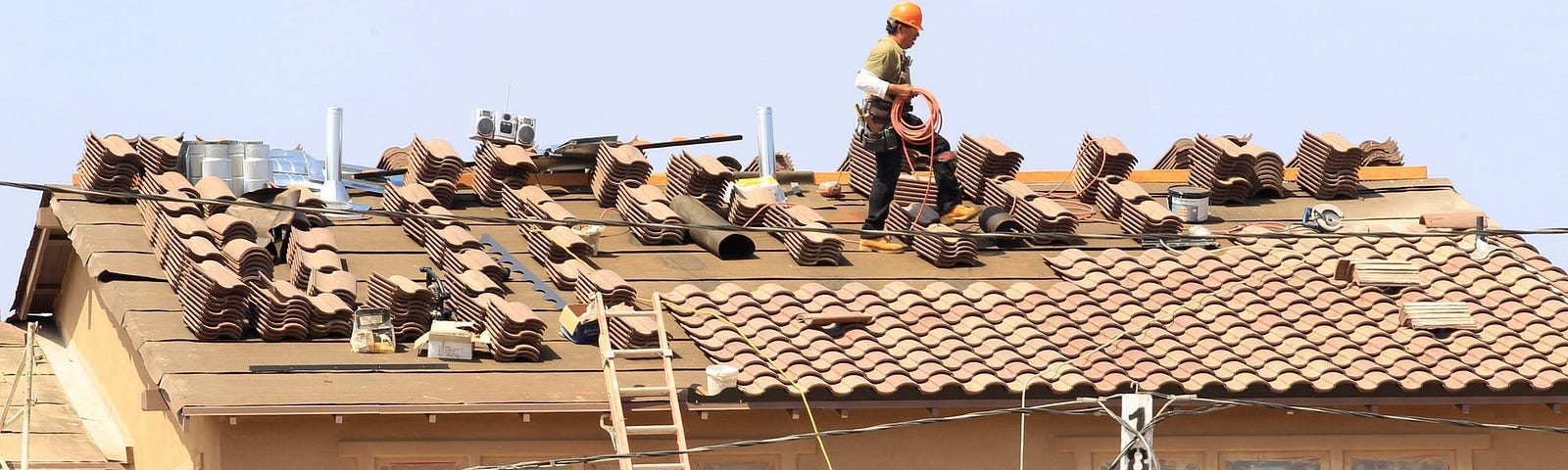 Picture of a house being built.