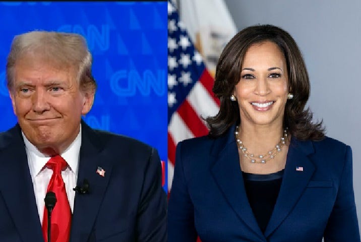 Image with 2024 Presidential Candidates Donald Trump and Kamala Harris.