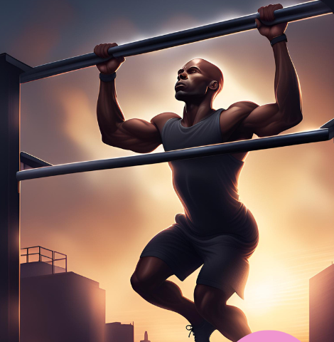 A bald black man doing pull ups