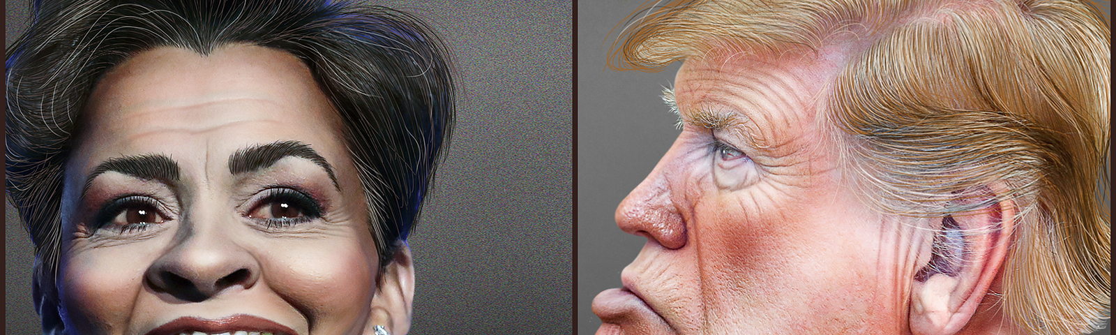 Caricatures of Kari Lake and Donald Trump