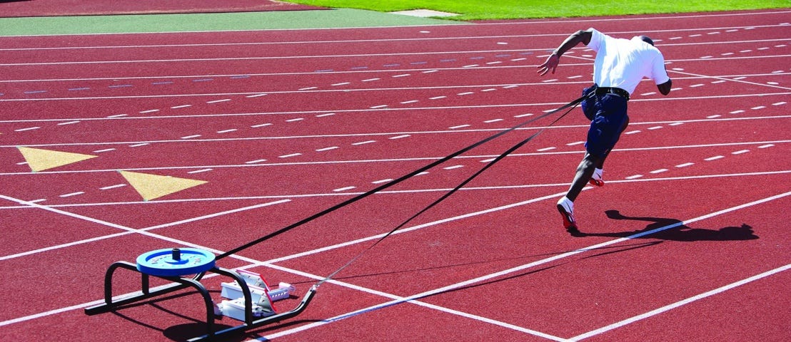 Sprinter with weighted sled