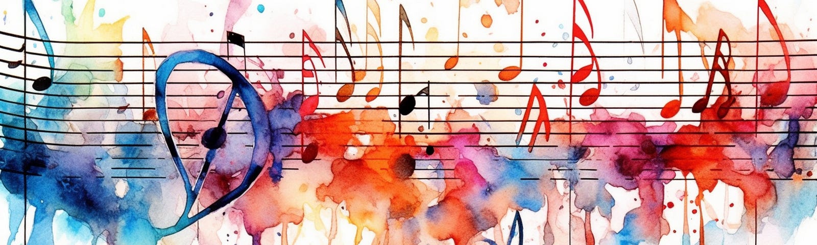 Watercolor image of musical notes