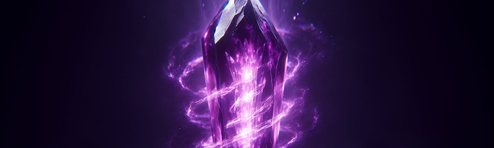 Floating purple crystal emanating a malignant purple aura, pulsating with the souls of the damned.