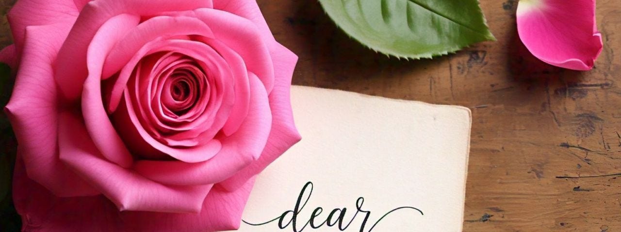 A rose flower bearing ‘dear Praise’
