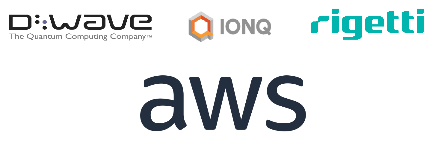 AWS Logo, next to those of D:Wave, IONQ and Rigetti