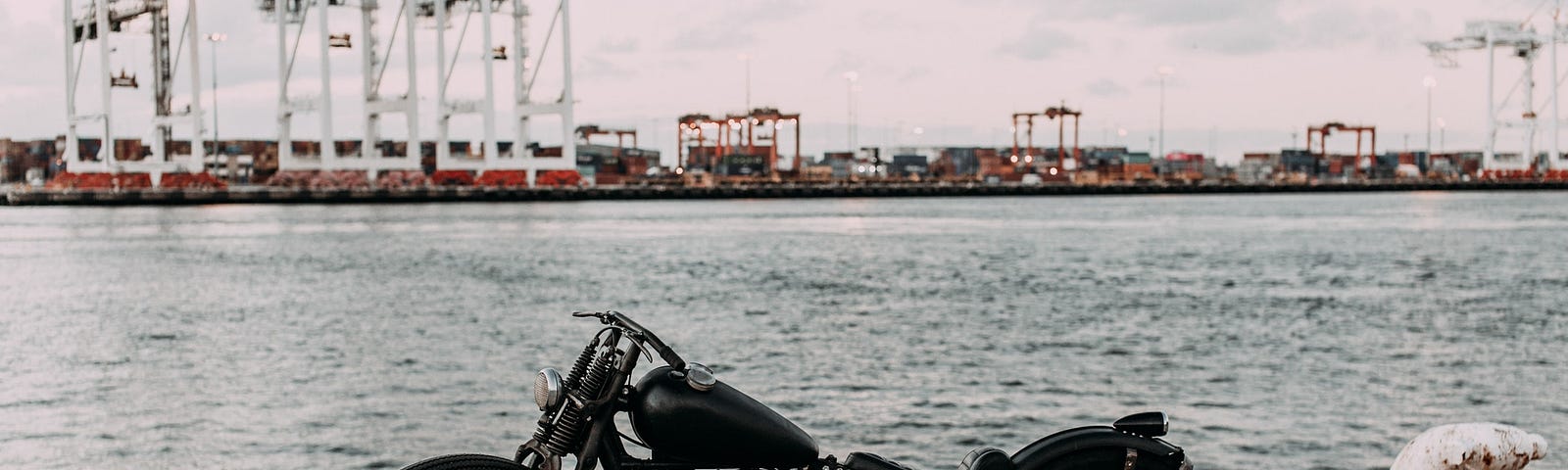 old motorcycle on a dock