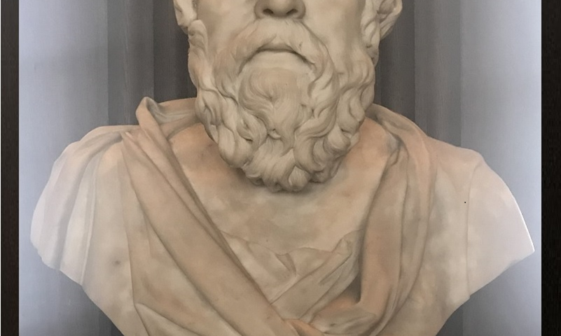 A picture of the Socrates bust at Trinity College in Dublin, Ireland