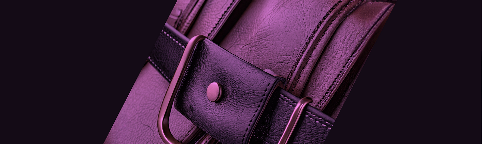 Close-up view of a luxurious purple leather handbag with a detailed rose gold buckle, exemplifying the high-resolution 3D product imaging capabilities by Designhubz for a sophisticated online retail experience.