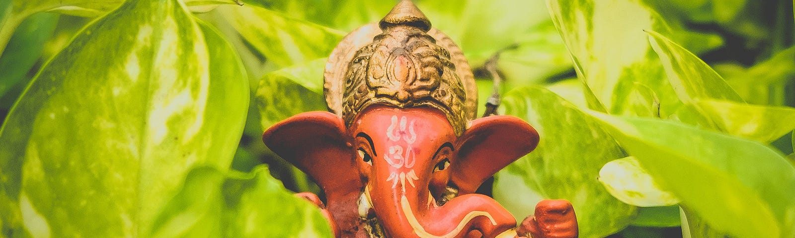 Lord Ganesha among leaves