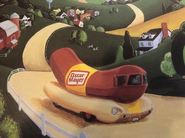 Author’s photo of an Oscar Mayer Wienermobile poster