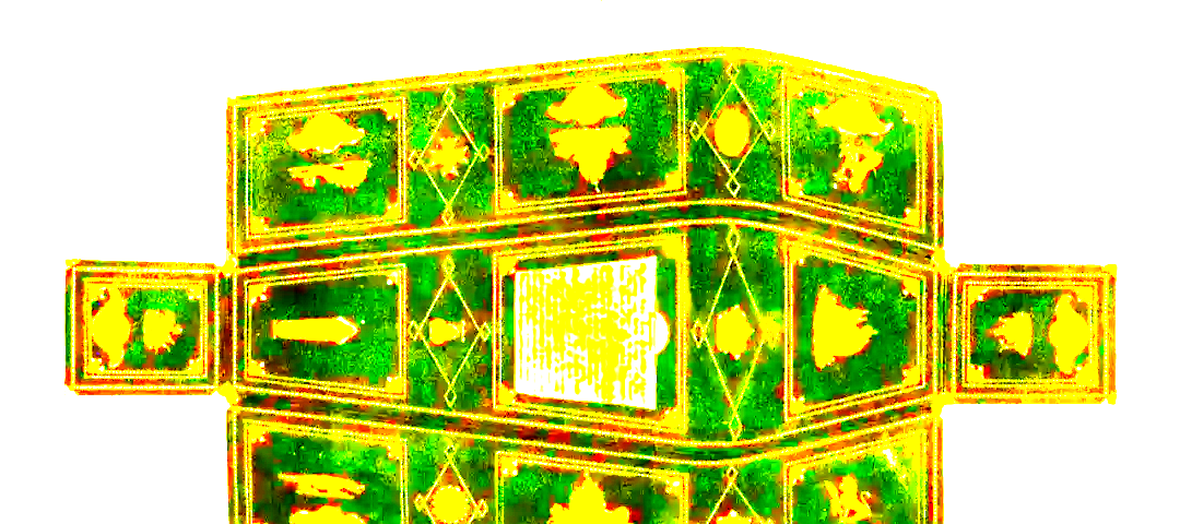 high saturation image of the net of a coffin