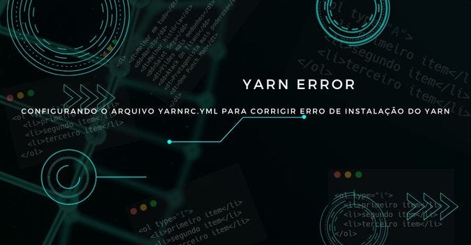 Configurando o arquivo yarnrc.yml para corrigir erro de instalação do Yarn