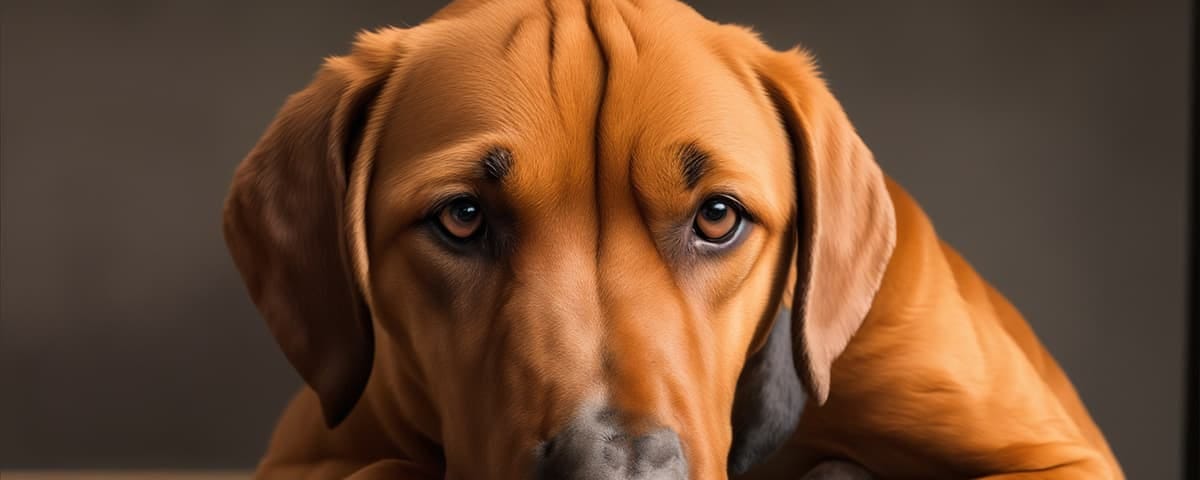 A sad-looking Rhodesian Ridgeback pup