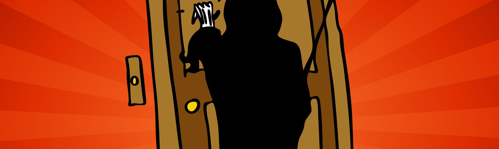 Illustration of the Grim Reaper knocking on a door