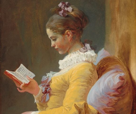 Painting: Young Girl Reading by Jean-Honoré Fragonard, 1770