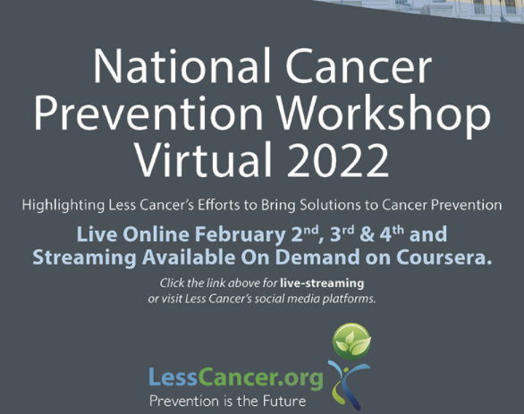 Graphic overlaid with text describing the National Cancer Prevention Workshop.