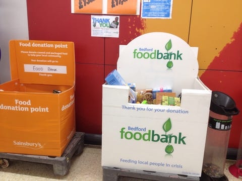 A food donation point and a food bank outlet