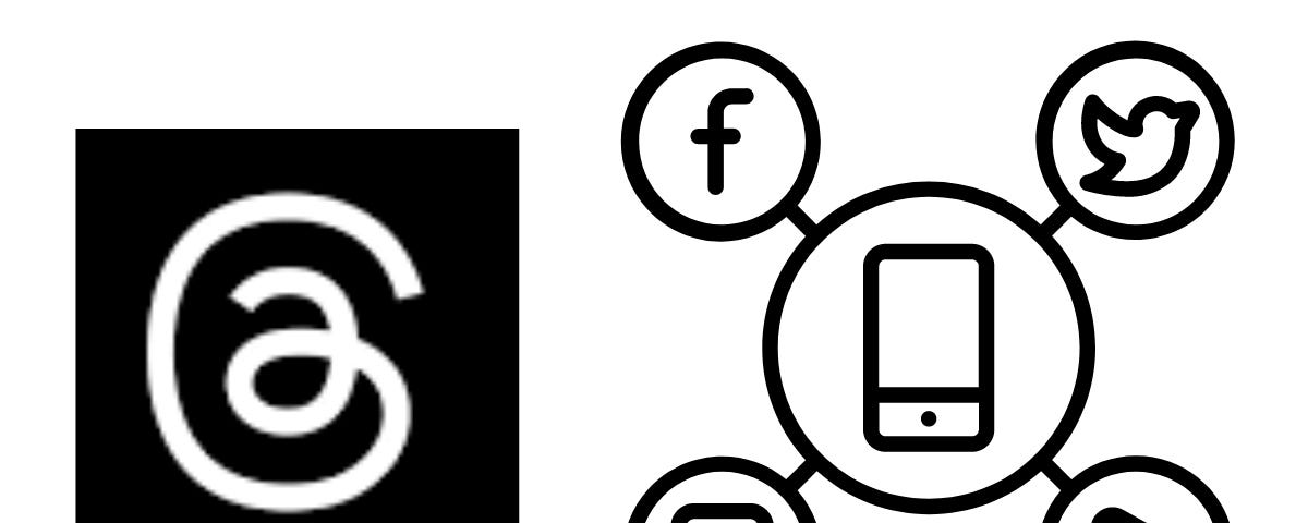 Symbol for the new social media platform Threads and social media symbols for Facebook, Twitter, Instagram and YouTube.