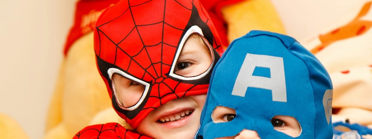 Two young children in costume