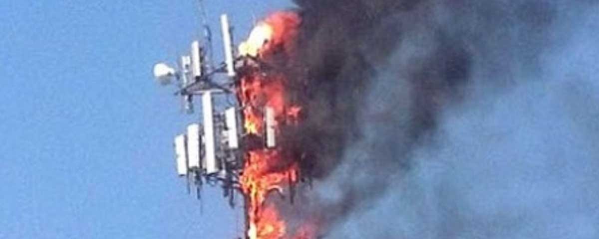 5G tower on fire