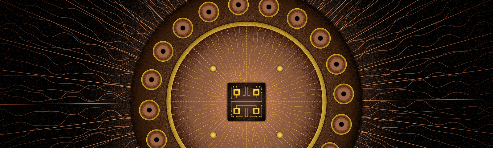 Artistic representation of qubit chip housing