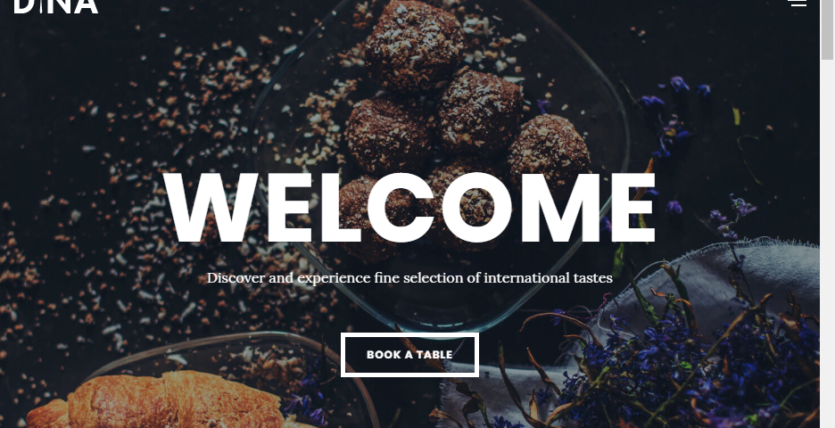 Dina — food website templates with social media intergrations