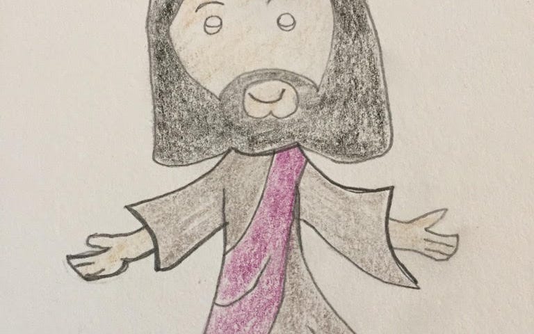 A drawing of Jesus by the author.