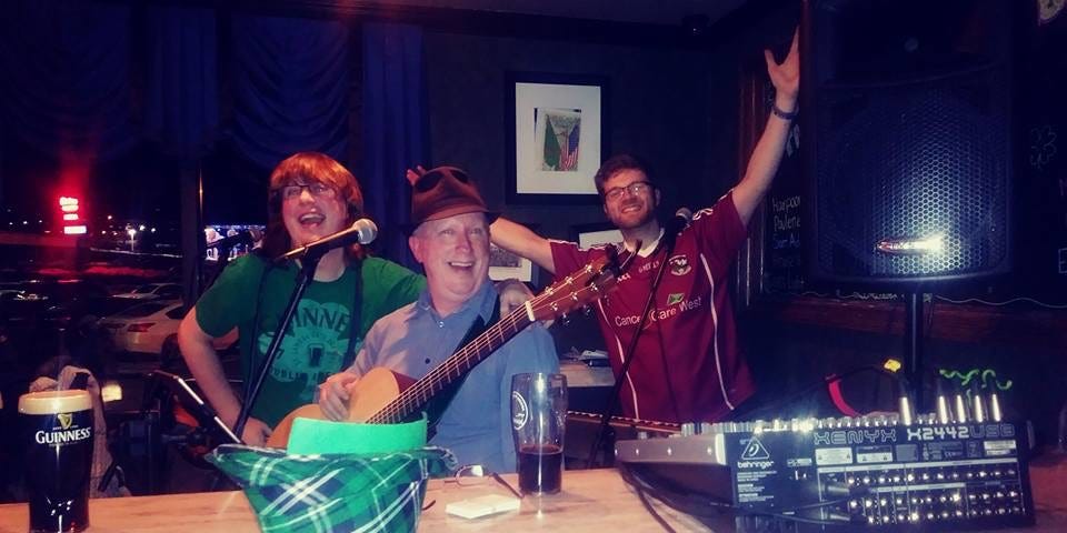 A three-member band performing in a bar