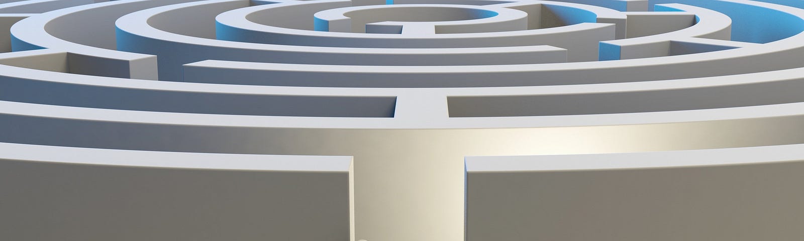 A rendering of an agent in front of a huge maze