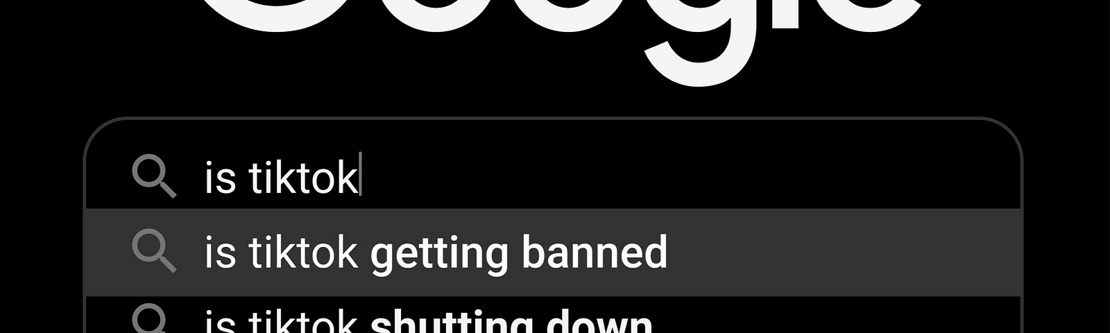 a google search for is tiktok with auto-fills like “getting banned” “shutting down”