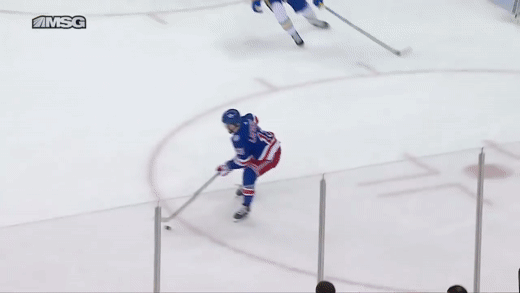 Gif of K’Andre Miller’s game winning goal against the Buffalo Sabres on March 27th 2022